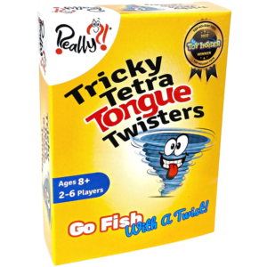 Tricky Tetra Tongue Twisters Card Game Main Image educational card games for kids and adults