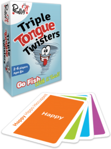 Triple Tongue Twisters card box and fanned card selection
